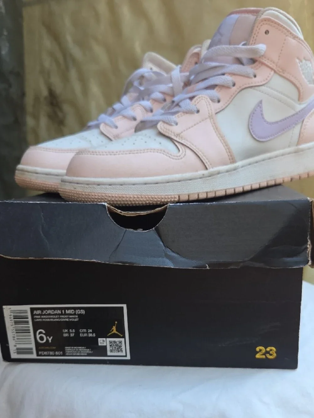 Air-inspired Pink and White High-Top Sneakers